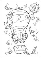 A coloring page of hot air balloon